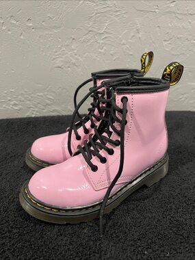 🔥🔥 Dr. Martens 1460 Air Wair Combat Boots Pink Patent Boots Little Girls Sz 13